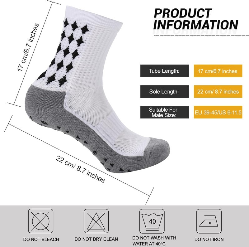 Ultrafun 3/5 Pairs Soccer Socks with Grip Pads Non Slip Football Basketball Sports Socks for Men Women - Image 2